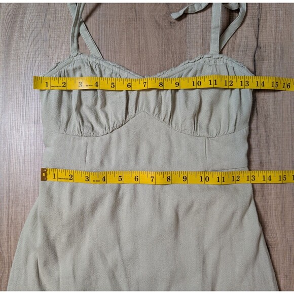 Hollister Size S Y2K Sundress Smocked Linen Blend Tie Straps Ruffle Boho Cottage - Picture 11 of 12